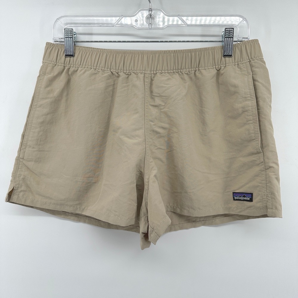 Patagonia Baggies Shorts Tan Khaki Elastic Waist Outdoor Active Mens Medium
